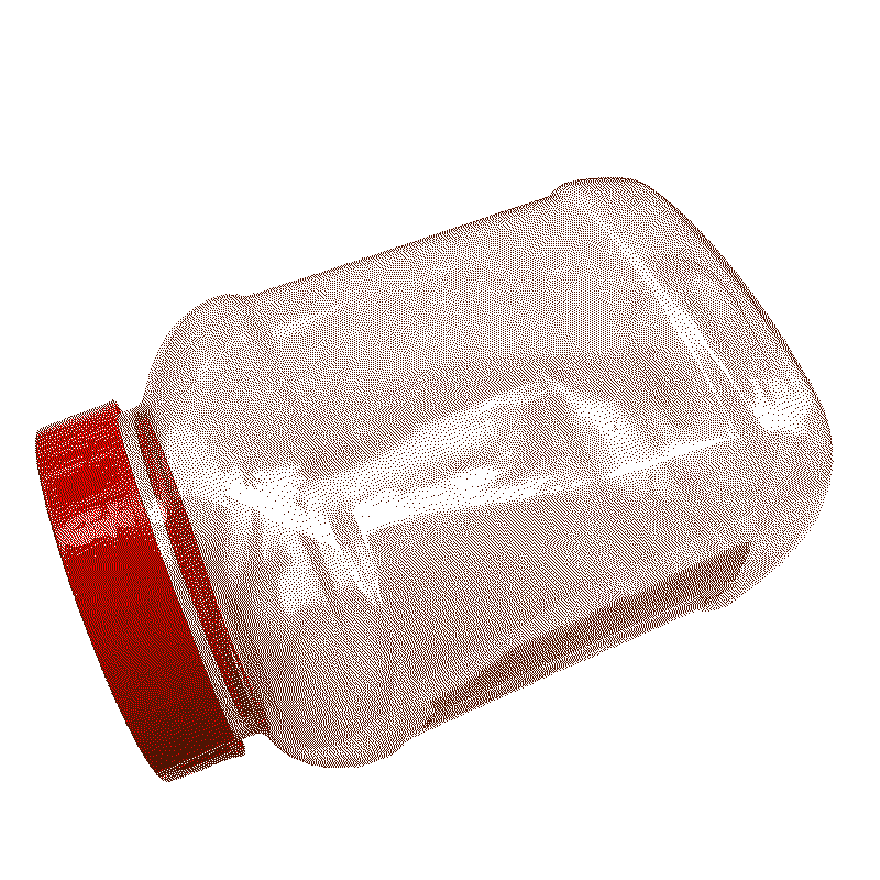 a clear container of 1l with a red plastic screw-on lid